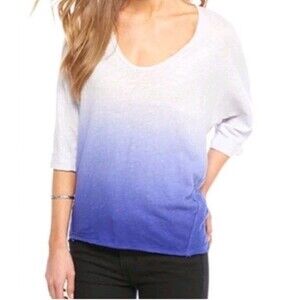 Free People We The Free Strawberry Tee Blue Ombré Linen /Cotton Size S